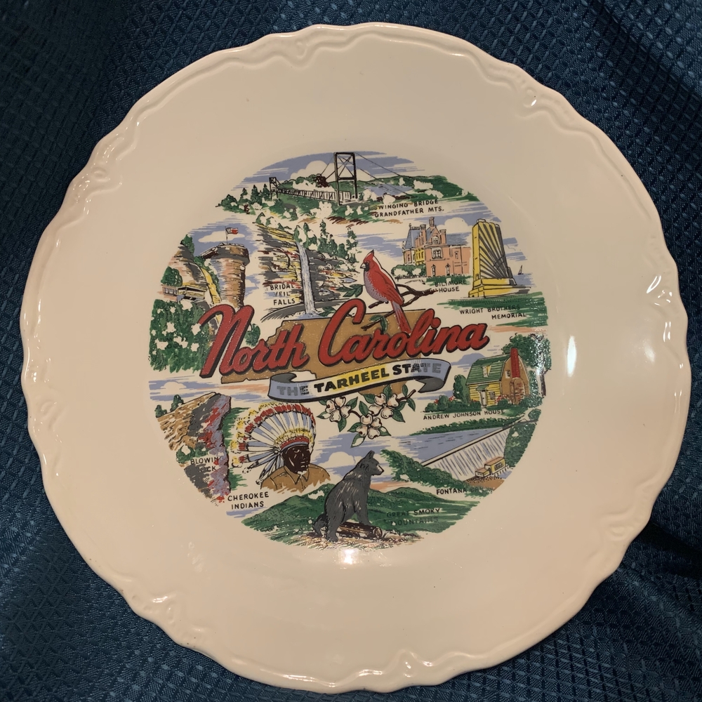 North Carolina Souvenir Plate - Cream